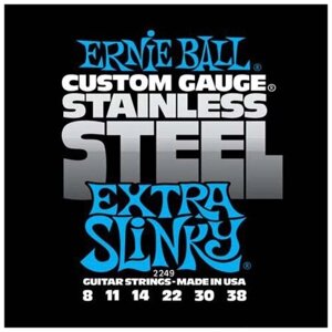 Струны для электрической гитары Ernie Ball Stainless Steel Extra Slinky (8-11-14-22w-30-38), P02249