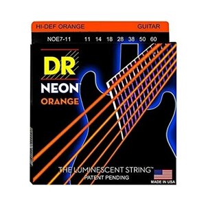 Струны для электрогитары DR Neon HiDef Orange NOE7-11 11-60
