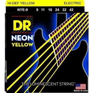 Струны для электрогитары DR Neon HiDef Yellow NYE-9 9-42