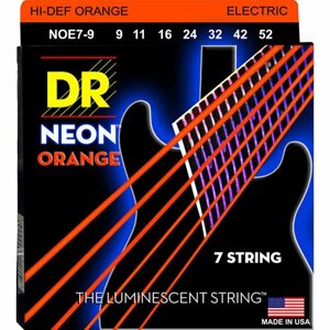 Струны для электрогитары DR Neon Orange NOE7-9 9-52