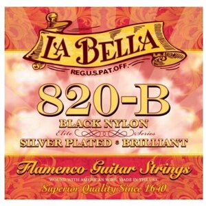 Струны LA BELLA 820B Flamenco черный нейлон, обмотка серебро 820B/DNT-15593