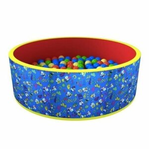 Сухой бассейн ROMANA "Веселая полянка" 100 шариков цвет синий/красный