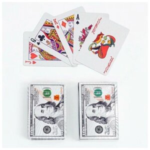 SUI Карты игральные пластиковые "100 $55 шт, 9 х 6 см