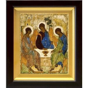 Святая Троица, Андрей Рублев, XV в, икона в деревянном киоте 14,5*16,5 см