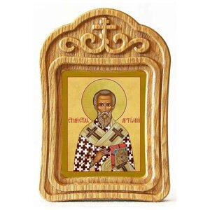 Святитель Артемий Солунский, икона в резной деревянной рамке