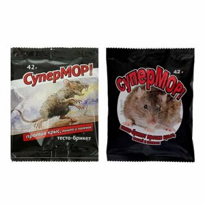 Тесто-брикет СуперМОР против крыс, мышей и полевок, 42 г, 3 шт.