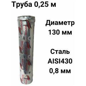Труба одностенная моно для дымохода 0,25 м D 130 мм нержавейка (0,8/430) Прок"