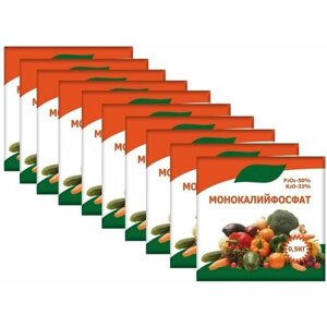 Удобрение Монокалийфосфат (10 пакетов по 0,5кг) для подкормки всех видов садовых и огородных культур