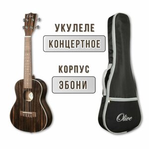 Укулеле концертная с утепленным чехлом OLIVE U260 (24'цвет черно-коричневый прозрачный