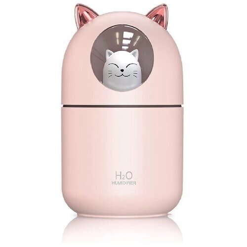 Увлажнитель воздуха для дома / Увлажнитель воздуха с подсветкой / ночник "Кот"розовый)
