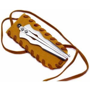 Варган Глазырина "Маяк" с кожаным чехлом, музыкальный инструмент для начинающих и профессионалов, великолепный подарок, нержавеющая сталь, цвет серебро