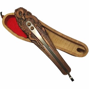 Варган Глазырина "Змея" с деревянным футляром, профессиональный музыкальный инструмент, великолепный подарок, бронза, объёмное литьё