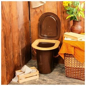 Ведро-туалет, h = 39 см, 17 л, съёмный стульчак, коричневое