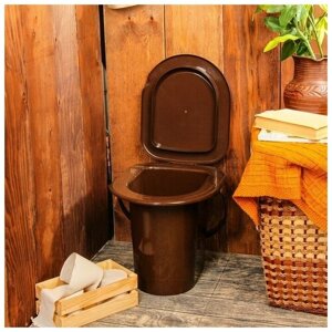 Ведро-туалет, h = 40 см, 13 л, со съёмной ручкой, коричневое