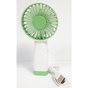 Вентилятор ручной аккумуляторный с подсветкой DD5615, зелёный с белым.