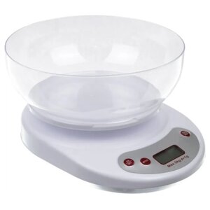 Весы кухонные электронные KE-2 (до 5кг) 2AA + чаша (белые) Электронные весы с круглой чашей \ Мерные кухонные весы"DAVStore"vesy