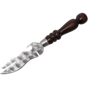 Вилка для барбекю / Нож-вилка для мяса с деревянной ручкой, длина лезвия 14 см, 1 шт / Нож - вилка для снятия мяса