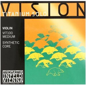 VIT100 Vision Titanium Solo Комплект струн для скрипки размером 4/4, среднее натяжение, Thomastik