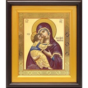 Владимирская икона Божией Матери (лик № 011), в широком киоте 21,5*25 см