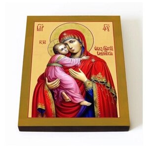 Владимирская икона Божией Матери (лик № 027), печать на доске 8*10 см
