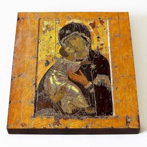 Владимирская икона Божией Матери, XII в, печать на доске 14,5*16,5 см