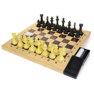 Владспортпром Шахматы + Шашки Айвенго коричневый игровая доска в комплекте