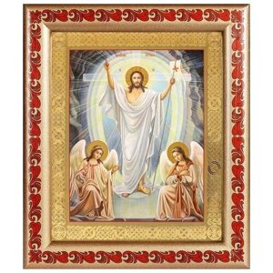 Воскресение Христово, икона в рамке с узором 19*22,5 см