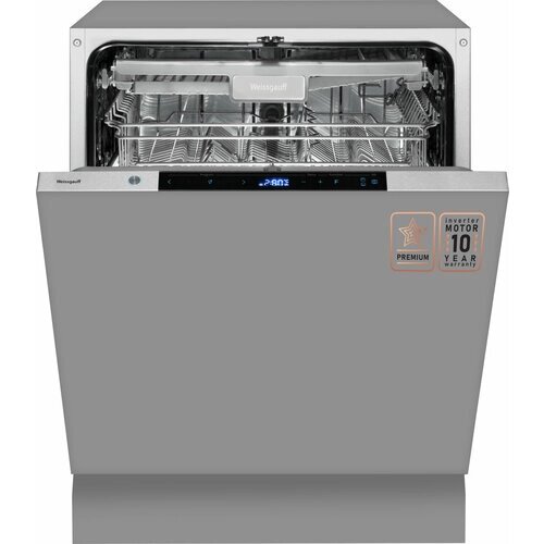 Встраиваемая посудомоечная машина с лучом на полу, авто-открыванием и инвертором Weissgauff BDW 6150 Touch DC Inverter (модификация 2024 года),3 года гарантии, 3 корзины, 14 комплектов посуды, 8 программ, внутренняя