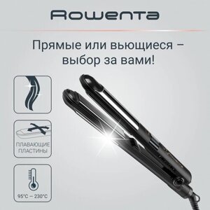 Выпрямитель для волос Rowenta Liss&Curl SF4216F0, черный, LCD-дисплей, блокировка пластин, вращающийся шнур