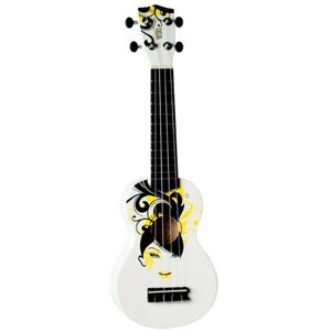 WIKI UK/FLORAL гитара укулеле сопрано, липа, рисунок девушка с цветами чехол в комплекте