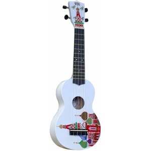WIKI UK/KREMLIN гитара укулеле, сопрано, липа, рисунок Кремль чехол в комплекте.