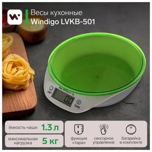 Windigo Весы кухонные Windigo LVKB-501, электронные, до 5 кг, чаша 1.3 л, зелёные
