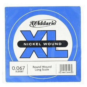 XLB067 Nickel Wound Отдельная струна для бас-гитары, никелированная,067, D'Addario