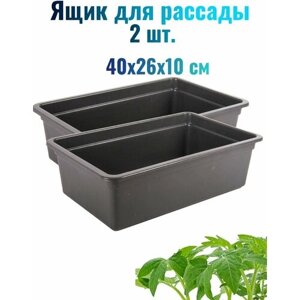 Ящик "Урожай-4", набор 2 шт, размер 40х26х10см, пластиковый, удобен для рассады, цветов, зелени. Легкий, не занимает много места.