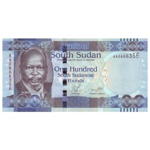 Южный Судан 100 фунтов 2011 г «Лев у водопада» UNC