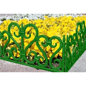 Забор декоративный МастерСад Ажурное зеленый 3 метра / Ограждение садовое, бордюр для сада, огорода, клумб, грядок / пластиковый