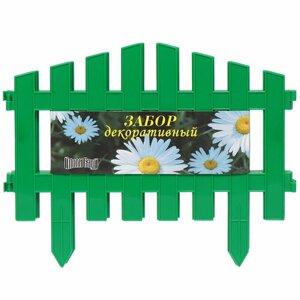 Забор декоративный пластмасса, Palisad,5, 28х300 см, зеленый, ЗД05