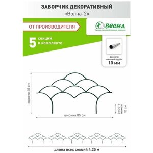 Заборчик для сада декоративный металлический "Волна-2", ограждения для клумб и цветов.