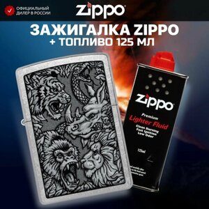 Зажигалка бензиновая ZIPPO 48567 Jungle + Бензин для зажигалки топливо 125 мл