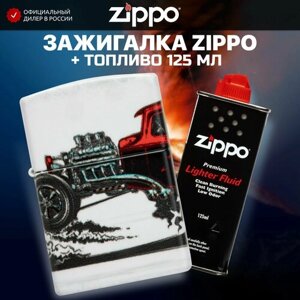 Зажигалка бензиновая ZIPPO 48660 Hot Rod + Бензин для зажигалки топливо 125 мл