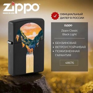 Зажигалка бензиновая ZIPPO 48676 Mountain Waterfall Design, черная, матовая, подарочная коробка