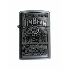 Зажигалка Джим Бим виски Jim Beam газовая, цвет серебро