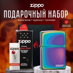 Зажигалка ZIPPO Подарочный набор ( Зажигалка бензиновая Zippo 151ZL Classic Multi Color Logo + Кремни + Топливо 125 мл )