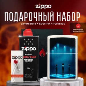 Зажигалка ZIPPO Подарочный набор ( Зажигалка бензиновая Zippo 49487 Aliens + Кремни + Топливо 125 мл )
