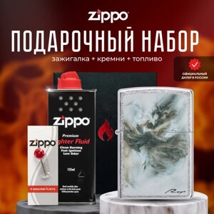 Зажигалка ZIPPO Подарочный набор ( Зажигалка бензиновая Zippo 49766 Luis Royo + Кремни + Топливо 125 мл )