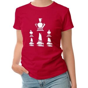 Женская футболка «Шахматы. Шахматные фигуры. Для шахматиста»L, красный)