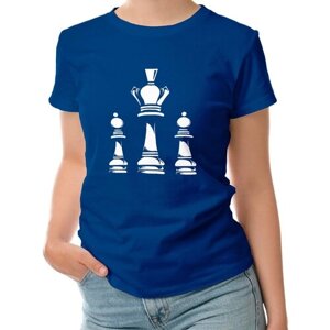 Женская футболка «Шахматы. Шахматные фигуры. Для шахматиста»S, темно-синий)