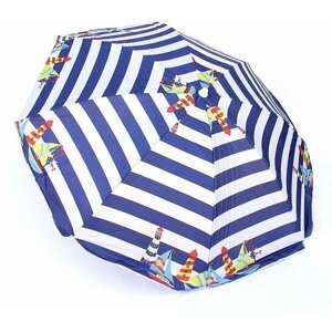 Зонт пляжный, складной, купол 175см принт бело-синий