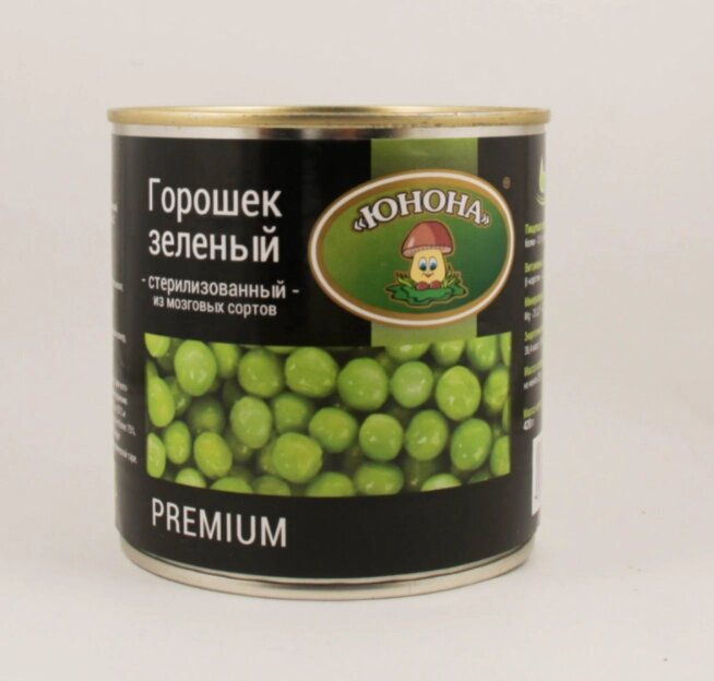 Горошек зелёный "Юнона" ж/б 0,42 кг * 12 штук упаковка от компании choko-city - фото 1
