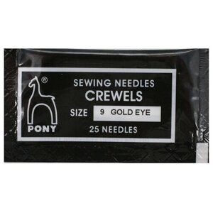 04159 Иглы ручные для вышивания и шитья Crewels с золотым ушком № 11, 25 шт PONY
